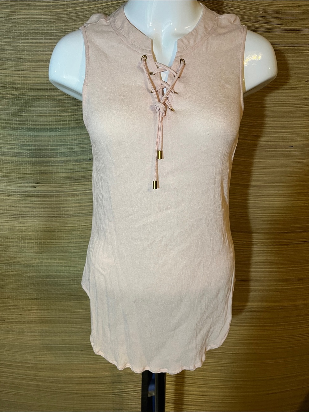 Ardene Blush Pink Lace-Up Sleeveless Top